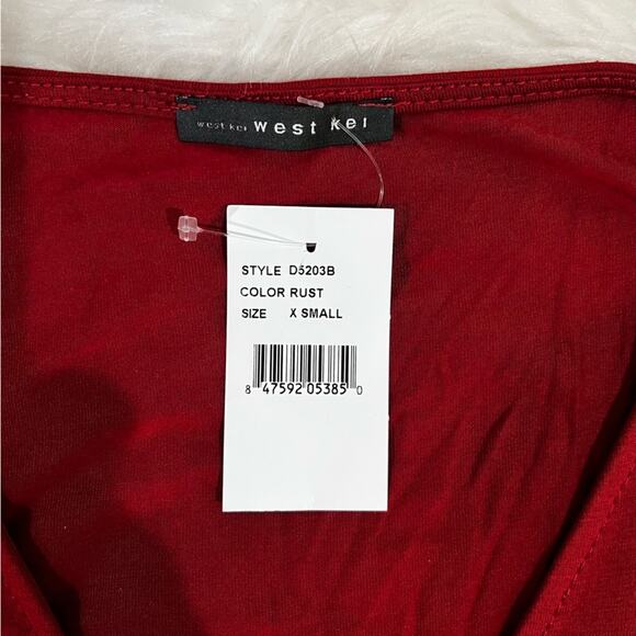 NEW West Kei Modal Jersey Flutter Sleeve Cascading High Low Belted Maxi Dress XS - Picture 12 of 15